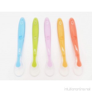 5 Pack Silicone Baby Spoon Silicone Feeding Spoon BPA Free Baby Utensils - B075ZRKRZ7